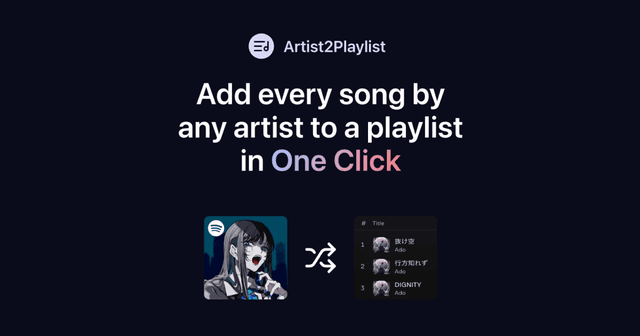 Artist2Playlist for Spotify